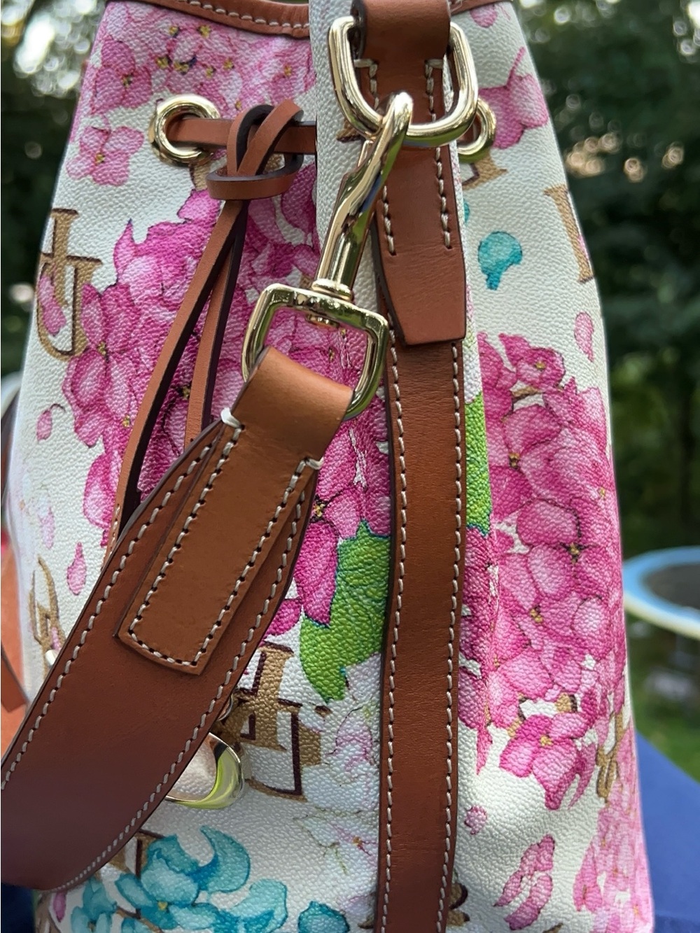 Dooney & Bourke Hydrangea Monogram Drawstring Handbag - Picture 13 of 17